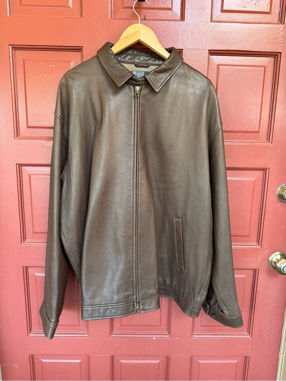 Vintage Polo Ralph Lauren 100% Leather Jacket Men’s XXL Brown Buttery Soft Lamb